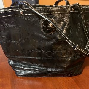 Black Leather Coach Handbag